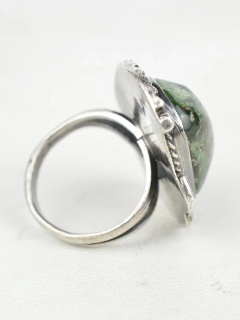 Vintage Taxco Mexico Sterling Silver Dragon's Blood Jasper Ring Size 5 IRD 925